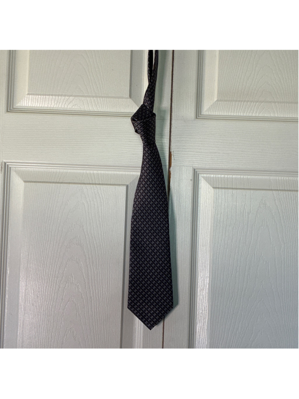 Men's Via Europa Silk Tie One Size Black Grey Geometric Pattern